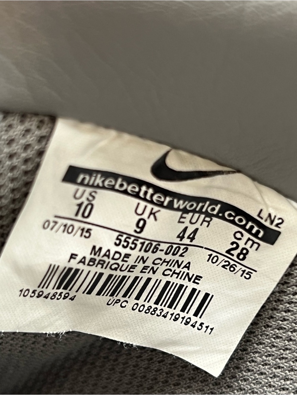 Nike Air Force 1 Men’s Gray Leather Low-Top Sneakers with White Laces Size 10 - Picture 6 of 6